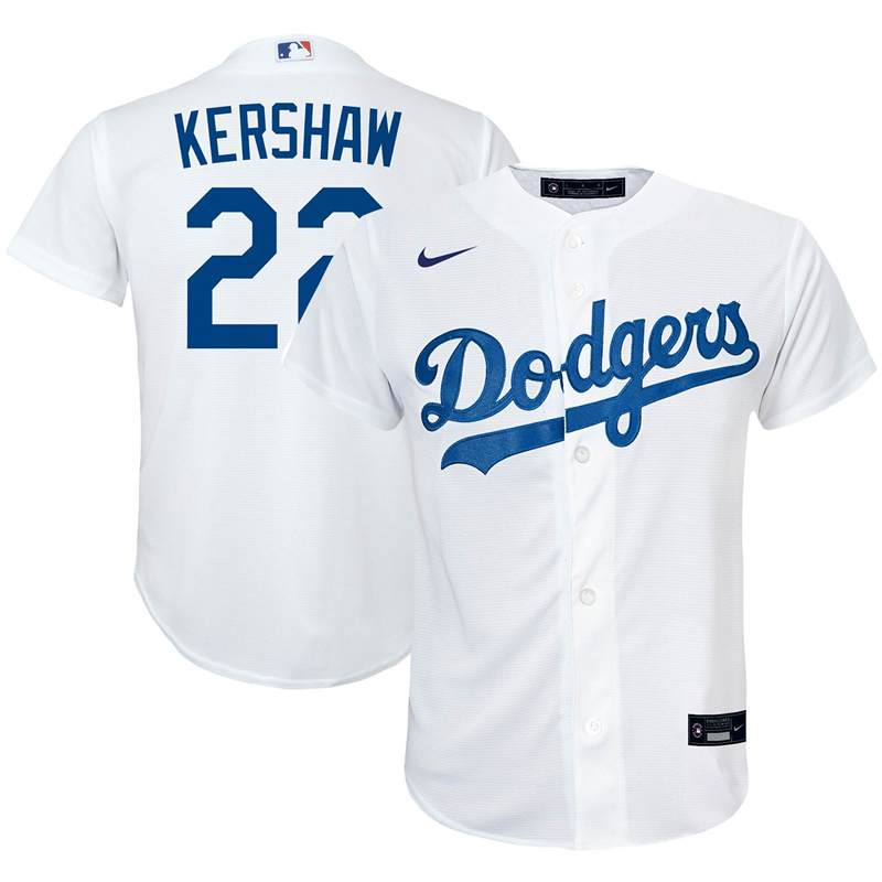 2020 MLB Preschool Los Angeles Dodgers Clayton Kershaw Nike White Home 2020 Replica Player Jersey 1->women mlb jersey->Women Jersey